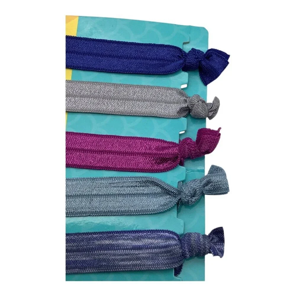 Elastic Hair Ties No-Crease Multicolor Set Of 5 Stretch‎ Knotted Ponytail Holder
